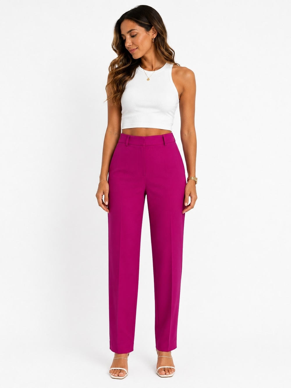 Gibson Latimer Fuchsia Straight-Leg Dress Pants